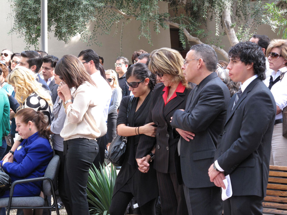 Parents and siblings of Manuel Acosta attended the memorial prepared by UTEP officials. (Danya Hernandez/Borderzine.com)