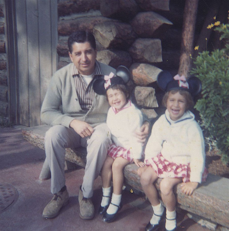 Salazar at Disneyland with daughters Stephanie and Lisa.