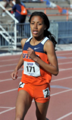 As I approach the tape, I am struggling with all my might, but while I’m using all of my technique, my body feels like it’s not moving. My body is so tight that I feel like I am running in slow motion. (Courtesy of UTEP Athletics)