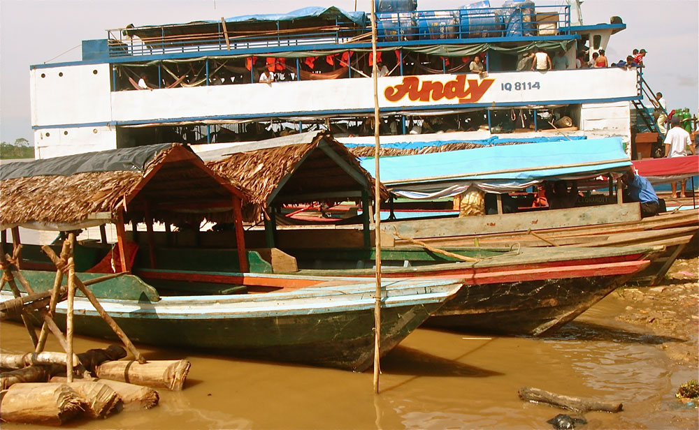 Pequepeques or boats, are the main mean of transportation on the Peruvian Amazon.