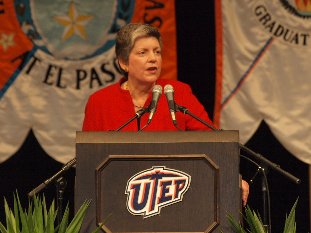 Department of Homeland Security Secretary Janet Napolitano at the University of Texas at El Paso (Robert Brown/Borderzine.com)