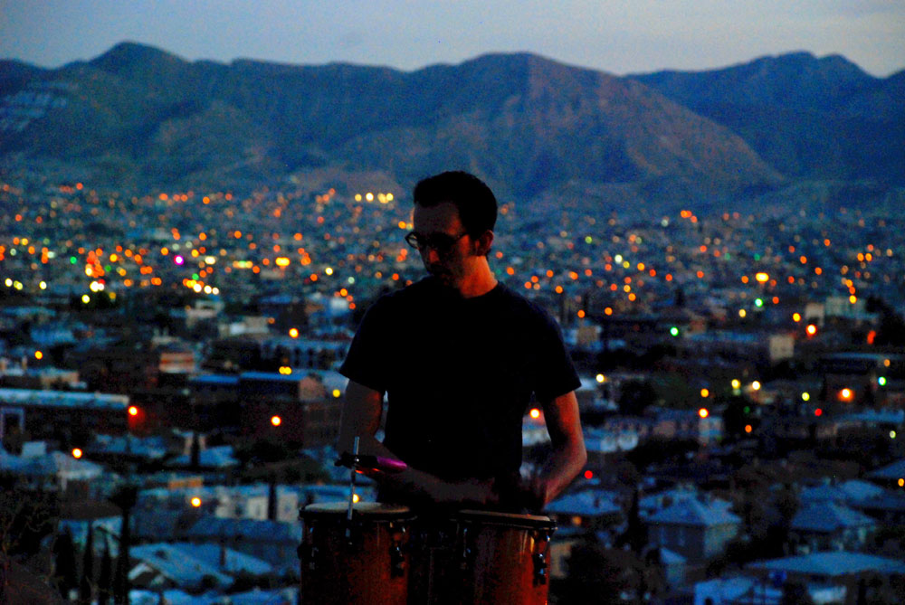 Percussionist at Echos in the Park. (Omar Lozano/Borderzine.com)