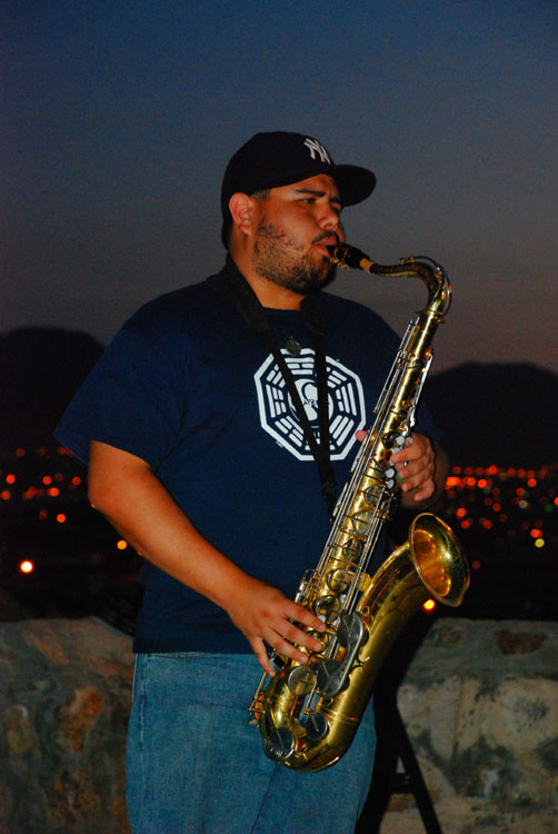 Richie David Marrufo on Sax for Echos in the Park. (Omar Lozano/Borderzine.com)