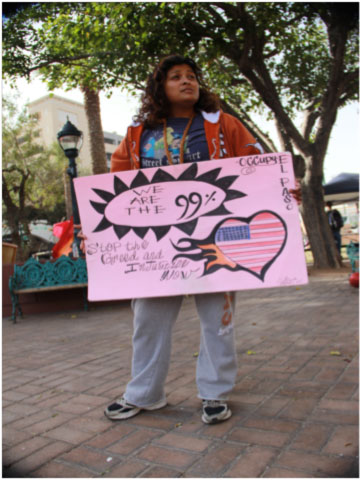 Fabiola Martinez, an Occupy El Paso participant. (Marcela Gonzalez/Borderzine.com)