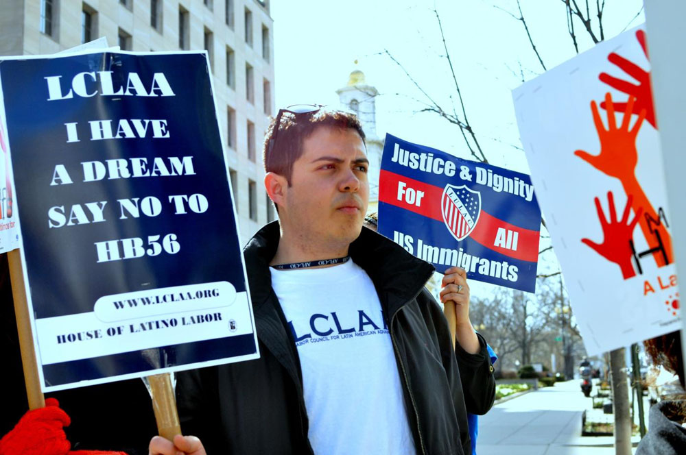 Juan Velasquez, 24, came to the U.S. when he was 14 years old and recently graduated from Georgetown University. He, along with fellow members of LCLAA, will participate in the Selma to Montgomery March this week. (Salvador Guerrero/SHFWire)