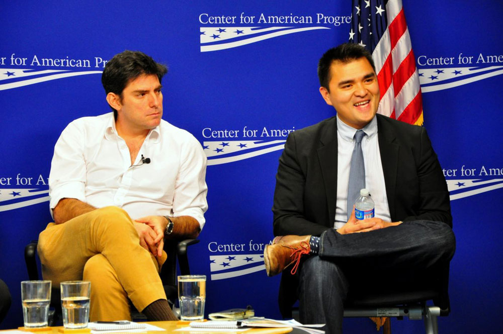 Filmmaker Chris Weitz, left, and Pulitzer Prize winning journalist Jose Antonio Vargas teamed up to create a video project about Alabama’s anti-immigration law called “Is This Alabama?” (Salvador Guerrero/SHFWire)