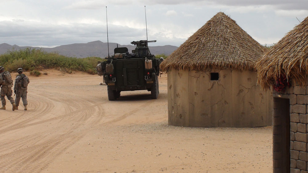 A photo of the Afghan village recreated for the military training exercise. (Ken Hudnall/Borderzine.com)