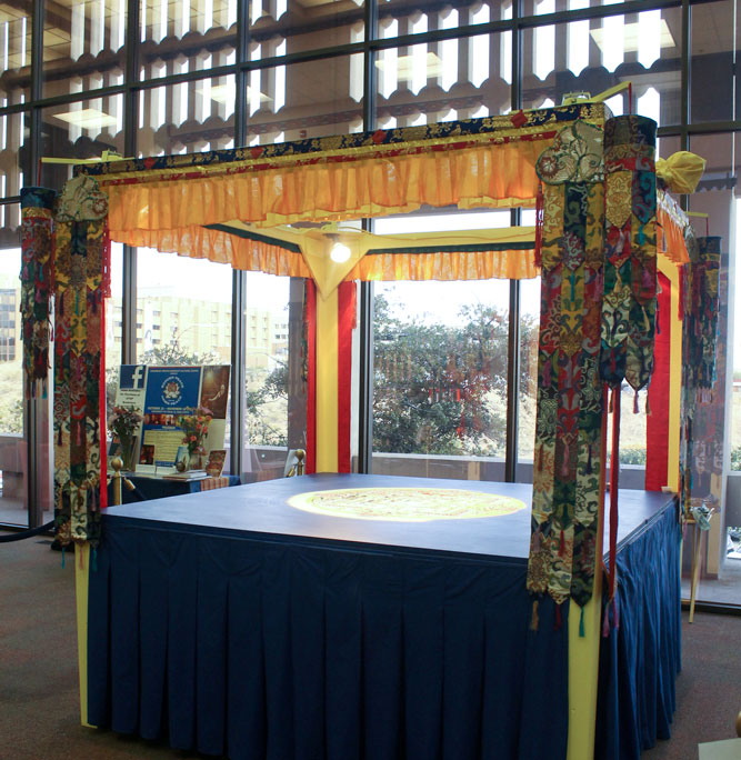 The Sand Mandala is being displayed at the Student Union Building East. (Luisana Duarte/Borderzine.com)