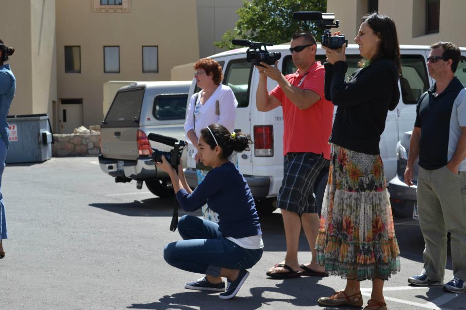 Participants of the 2012 Dow Jones Multimedia Training Academy at a video practice session. (©Borderzine.com)