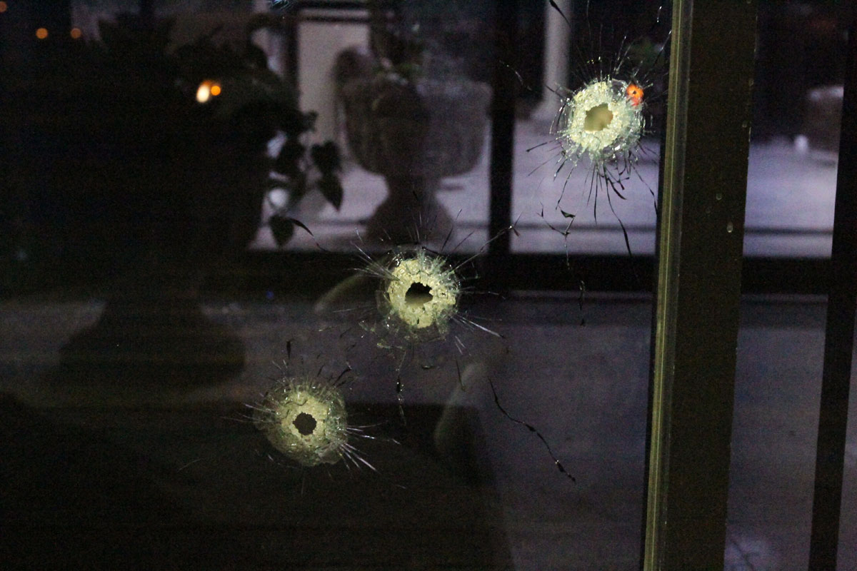 On March 6th a man fired seven 45-caliber rounds into the glass doors of El Diario in Ciudad Juárez. (Courtesy of El Diario de Juárez)
