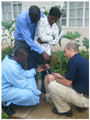 Engineering Professor Roger V. Gonzalez with a patient in Kenya. (Courtesy of Roger V. Gonzalez)