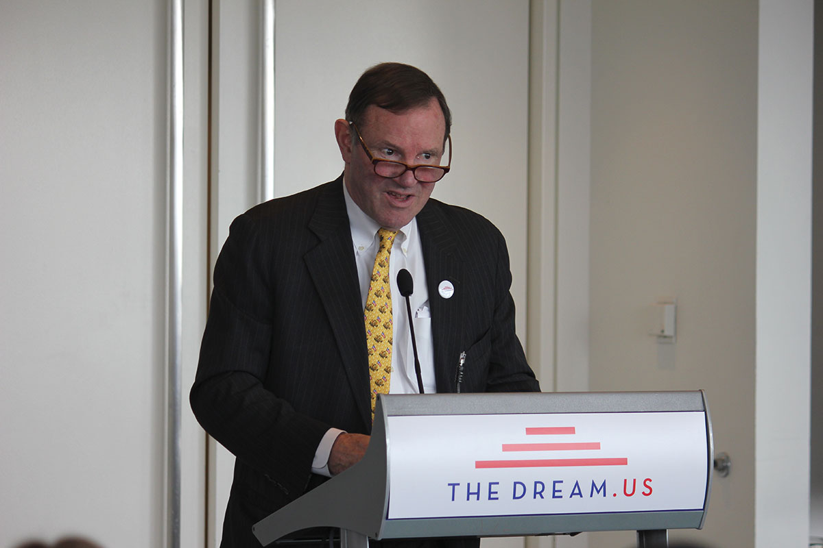 Donald Graham, CEO of Graham Holdings and co-founder of TheDream.US, introduces TheDream.US scholarship for DREAMers that will help 2,000 students over the next decade. He spoke on Tuesday at the Newseum about the importance of the scholarship program. (Alejandro Alba/SHFWire)