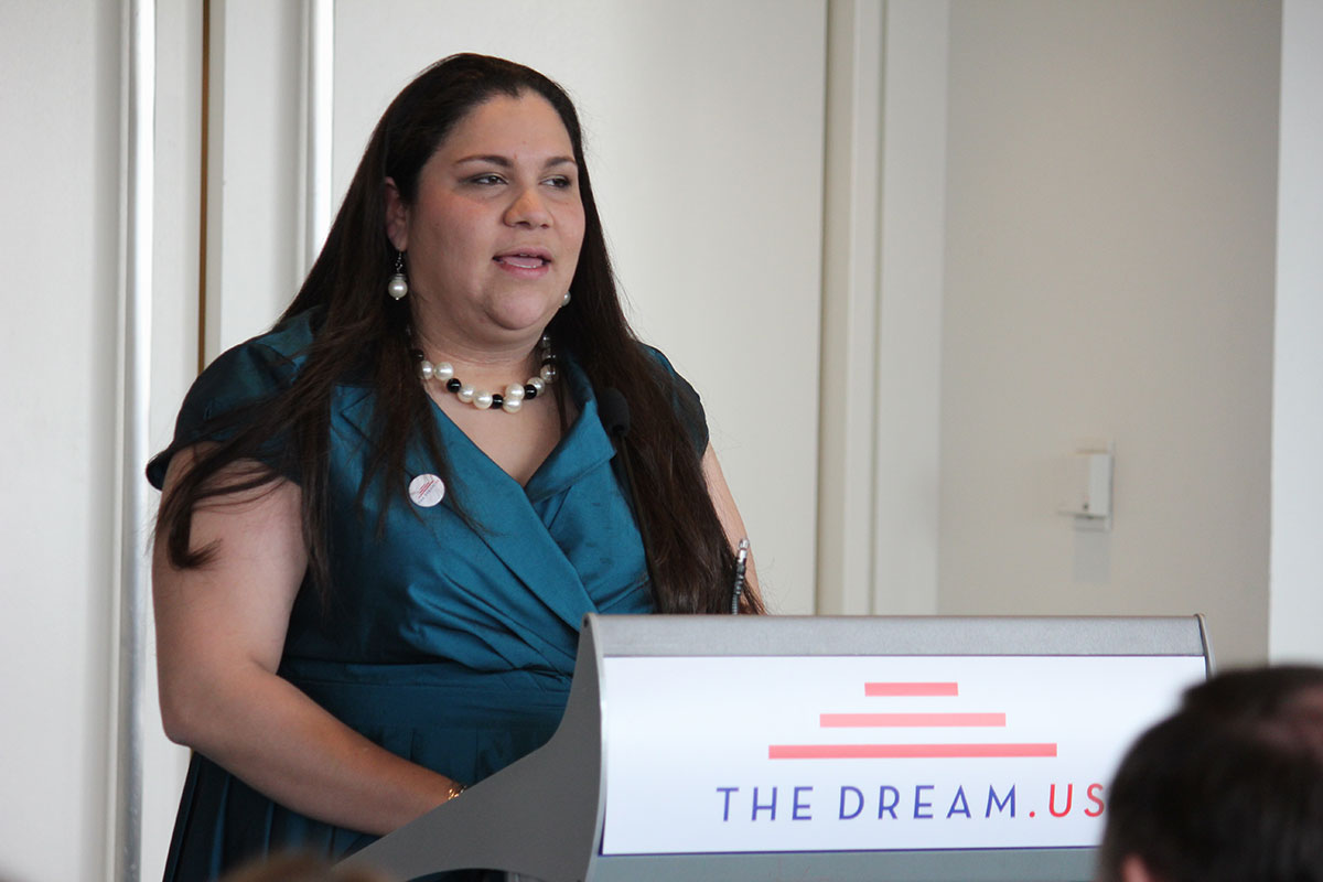 Gabby Pacheco, a DREAMer and program director for TheDream.US, shares her success story with fellow DREAMers. She said that being where she is a dream come true, and now it’s her turn to help others have their wishes come true. (Alejandro Alba/SHFWire)