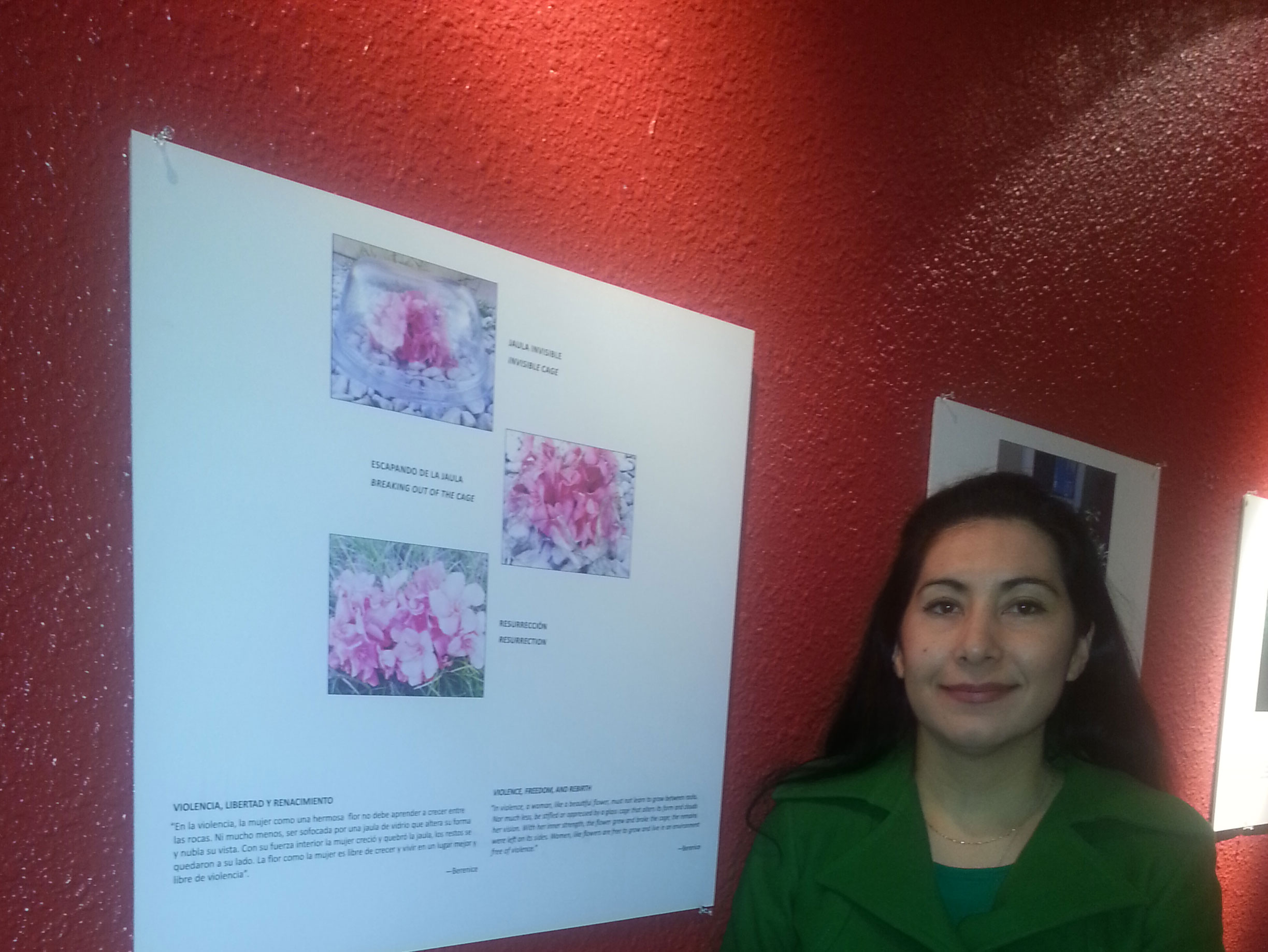 Berenice uses flowers to represent her experience as a victim of domestic violence. (Christy Ruby/Borderzine.com)