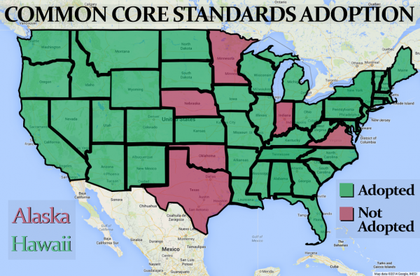 Forty-two states decided to use Common Core standards, starting in 2009 and 2010. Out of those states, many have chosen to join assessment consortium, which provide online testing related to the standards. For some rural schools, administering the online version isn’t easy. (SHFWire graphic by Gavin Stern)