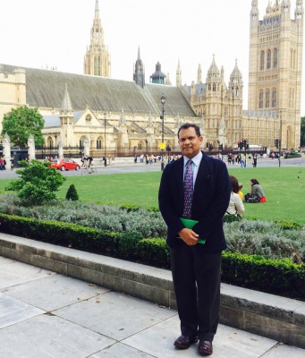 Dr. Arvind Singhal was invited to travel from El Paso to London to participate in a parliamentary panel on global public health policy Sept. 2, 2014.