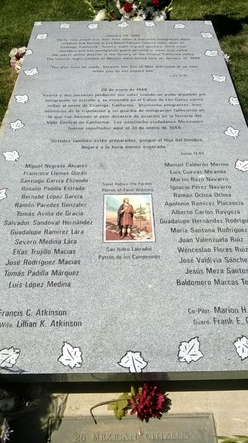 The new headstone at the mass grave site. Photo courtesy of Tim Z. Hernandez.