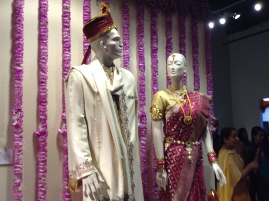 A display of traditional Indian wedding clothing. Photo by Lorena Villela, Borderzine.com..