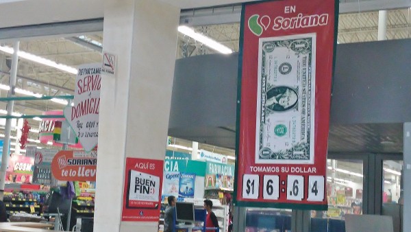 Store sign showing what a dollar buys