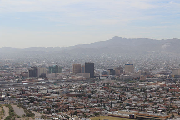 Hazy skyline of El Paso