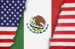 Mexican flag inside an American flag