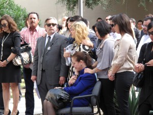 Members of the Diaz family listen UTEP officials honor the memory of Eder Diaz. (Danya Hernandez/Borderzine.com)