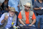 Javier Sicilia and Emilio Alvarez at a press conference after the rally. (Brendan Johnson/Borderzine.com)