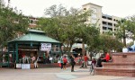 The El Paso Occupiers mingle next to Los Lagartos sculpture. (Luis Hernández/Borderzine.com)