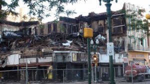 The landmark building went up in flames shortly after 6:30 p.m. Thursday, April 19. (Ken Hudnall/Borderzine.com)