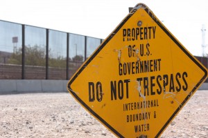 A sign marks an area restricted by the U.S. Border Patrol near the line between Juarez and El Paso. (Mariana Dell/Borderzine.com)