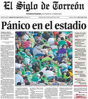 Portada del 21/08/11 de El Siglo de Torreón.