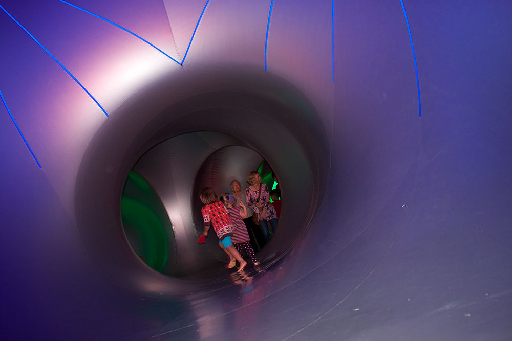 Visitors to the Mirazozo Luminarium compared the experience to walking into a kaleidoscope. (Francis Regalado/Borderzine.com)