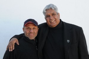 Pastor José Antonio Galván, right, runs an asylum near Juárez. With him is patient Josuá Rosales, who helps with its operation. (Courtesy of Morgan Smith)