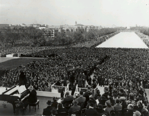 American contralto Marian Anderson performs in front of 75,000 spectators in Potomac Park.