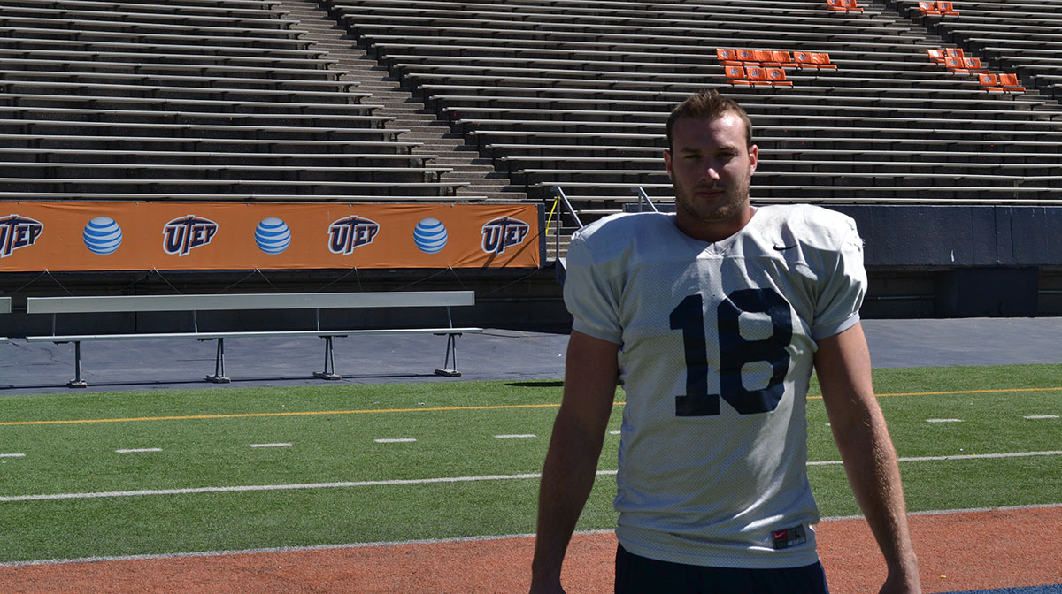 Defensive end #18, James Davidson, in his fifth year with the UTEP Miners. (Germad Reed/Borderzine.com)
