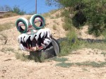 A snake made of tires at a park along the Rio Grande River in El Cenizo, Texas. (Sergio Chapa/Borderzine.com)