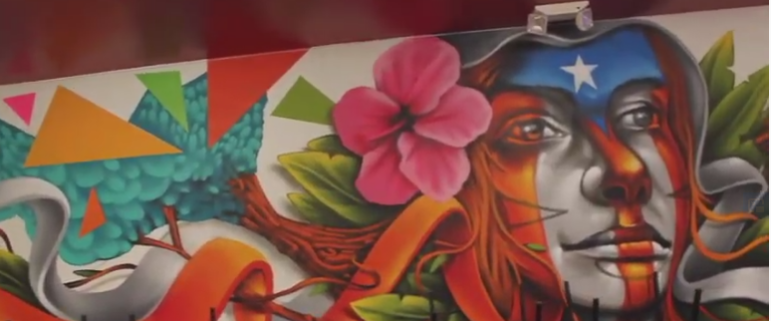 Restaurant wall painting of Puerto Rico inspired images