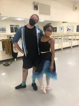 Tim and myself on the last day of rehearsals for his piece, Les Celebrants. (My hair looks awful from sweating all day long.)